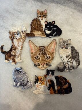 Embroidered Cat Patches Lot Of 6 Tabby Ragdoll Kittens Iron On Sewing Crafts